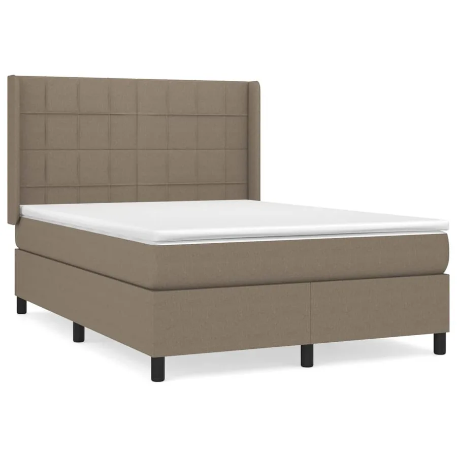Sommier à lattes de lit avec matelas Taupe 140x190 cm Tissu - 2