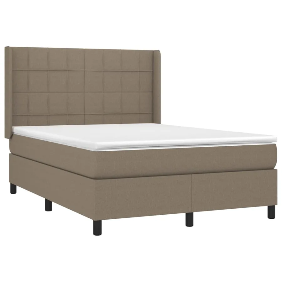 Sommier à lattes de lit avec matelas Taupe 140x190 cm Tissu - 3