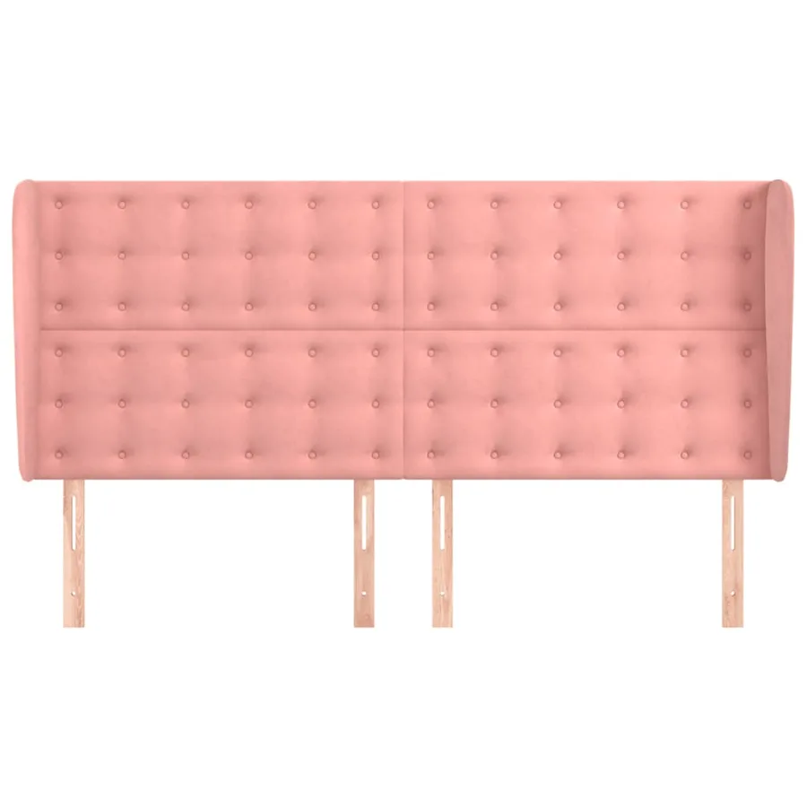 Tête de lit avec oreilles Rose 203x23x118/128 cm Velours - 3