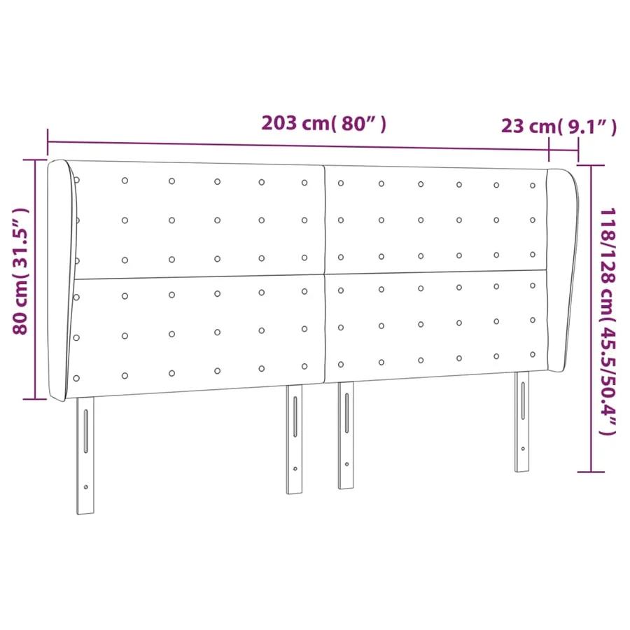 Tête de lit avec oreilles Rose 203x23x118/128 cm Velours - 9