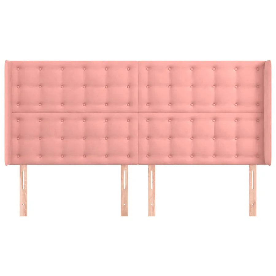 Tête de lit avec oreilles Rose 203x16x118/128 cm Velours - 3