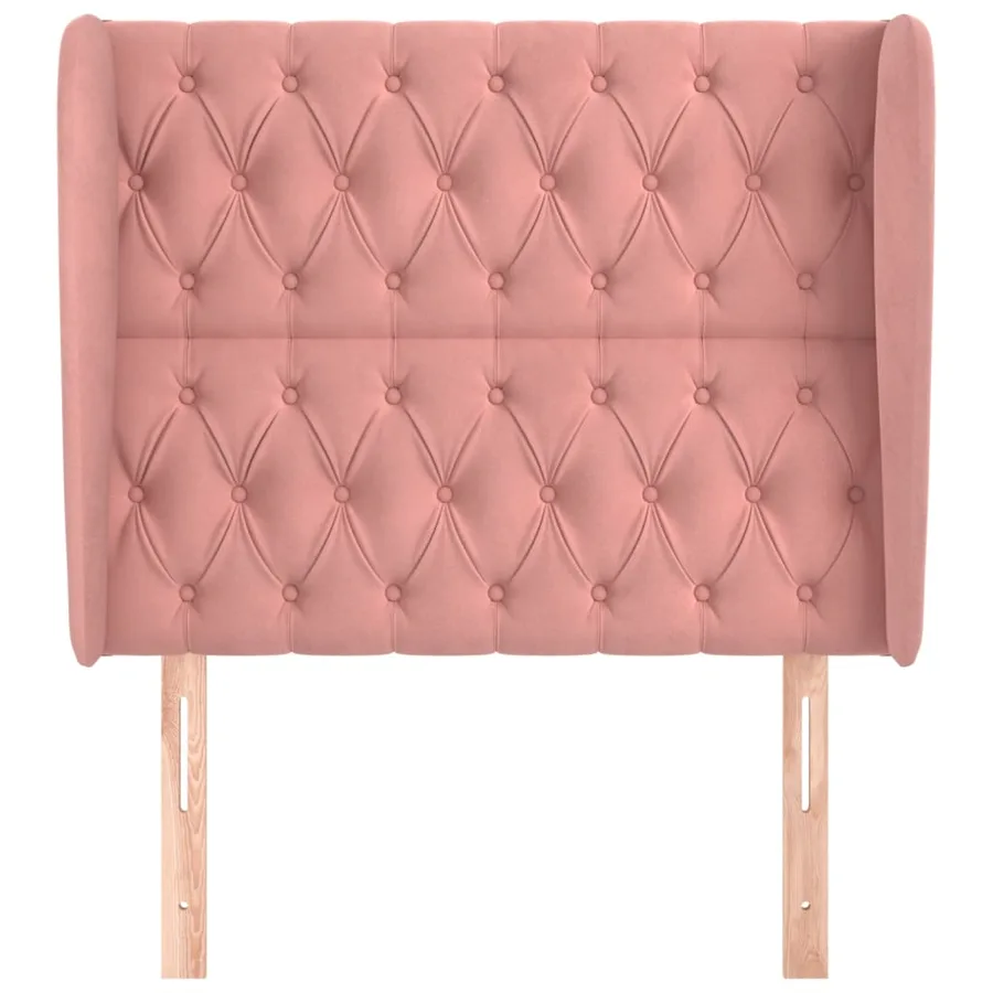 Tête de lit avec oreilles Rose 93x23x118/128 cm Velours - 3