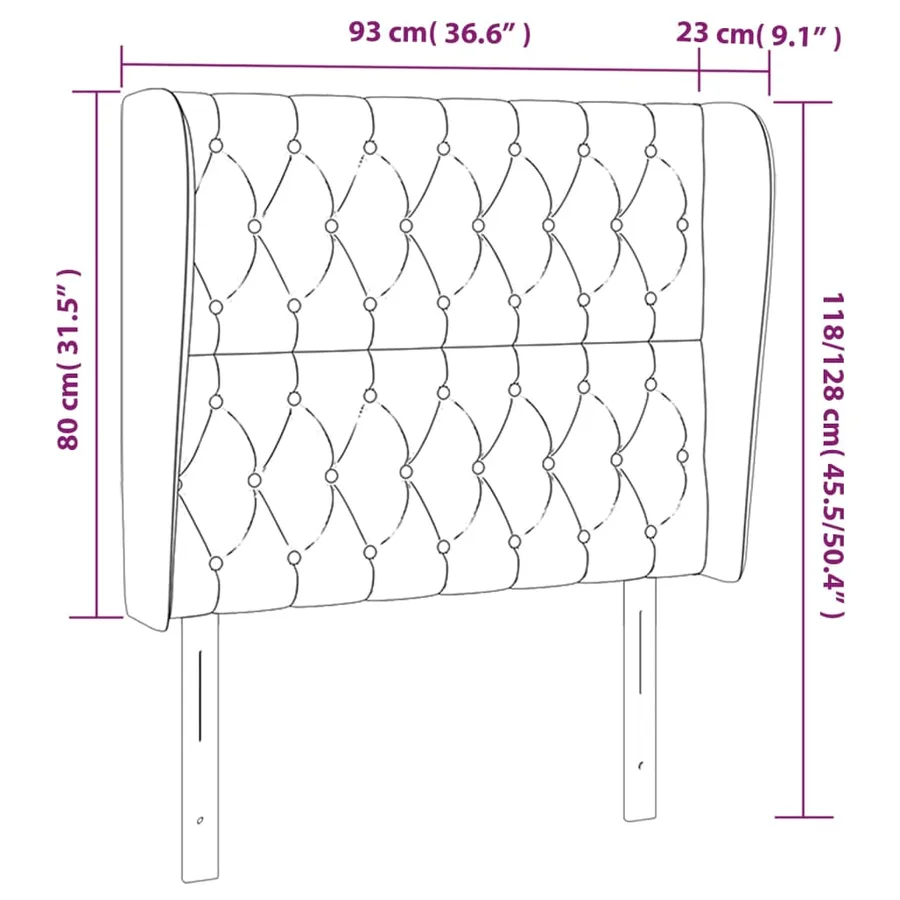 Tête de lit avec oreilles Rose 93x23x118/128 cm Velours - 9