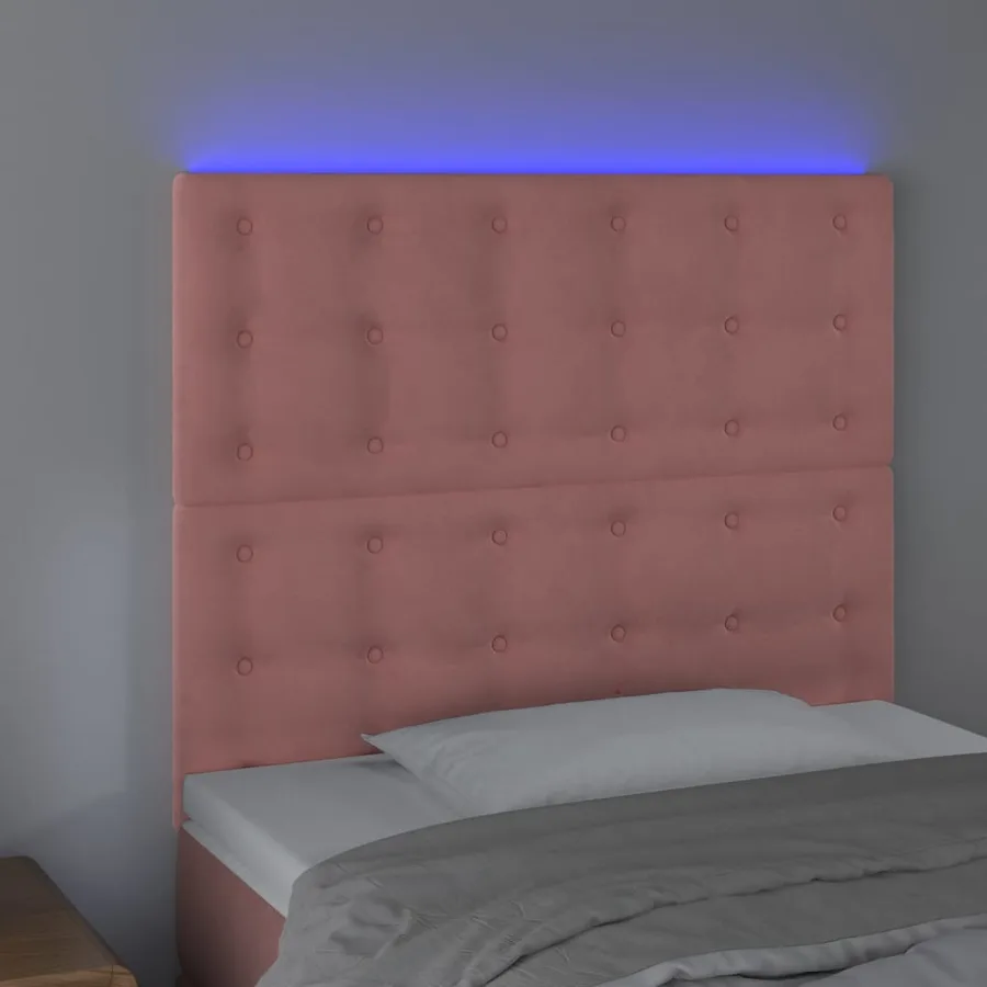 Tête de lit à LED Rose 100x5x118/128 cm Velours - 3