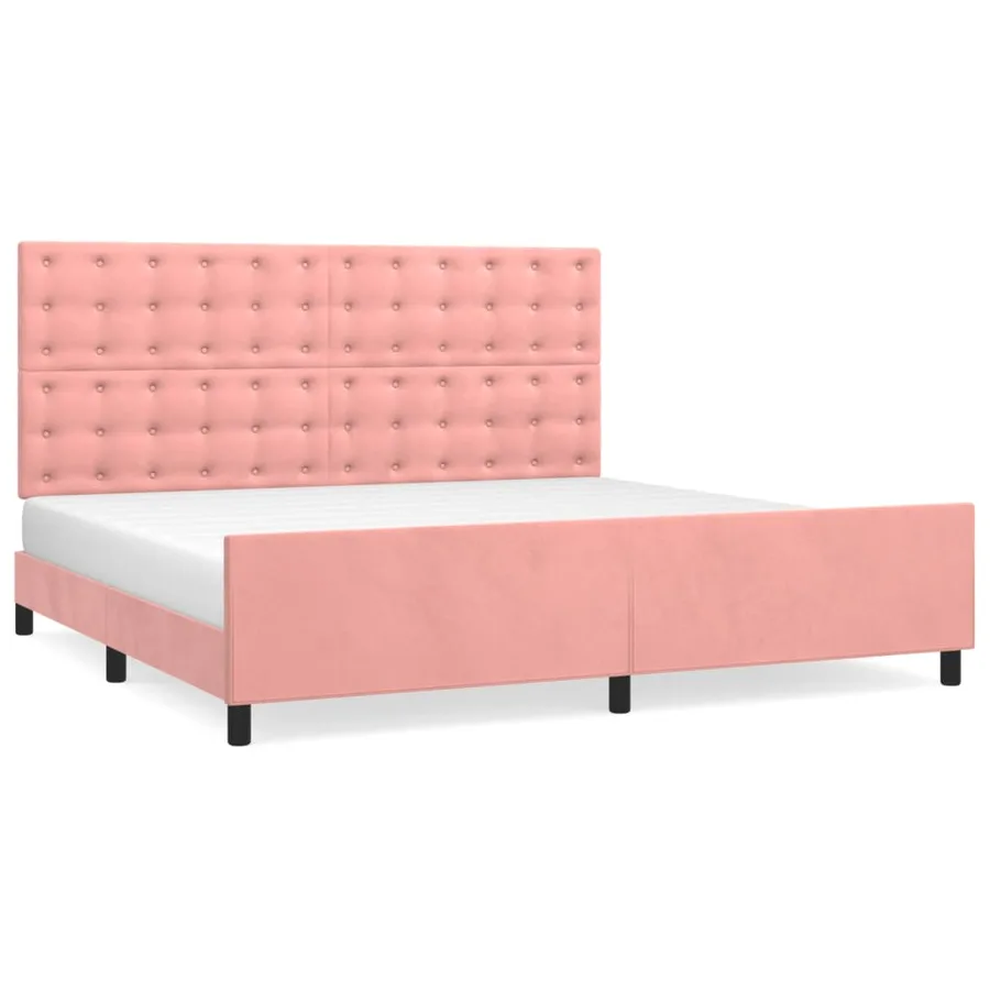 Cadre de lit sans matelas rose 200x200 cm velours - 2