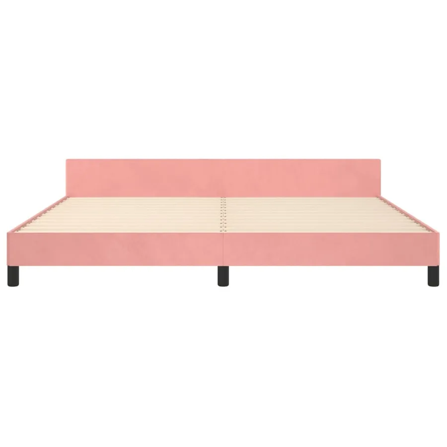 Cadre de lit sans matelas rose 200x200 cm velours - 6