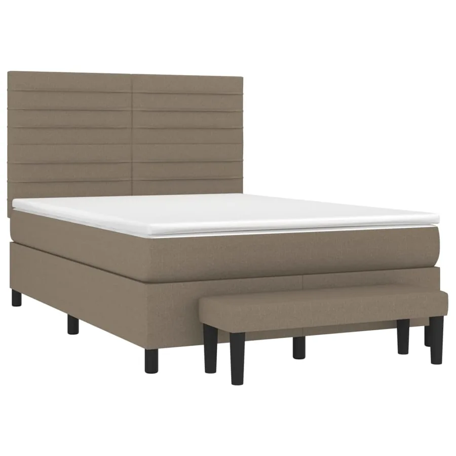 Sommier à lattes de lit avec matelas Taupe 140x190 cm Tissu - 3