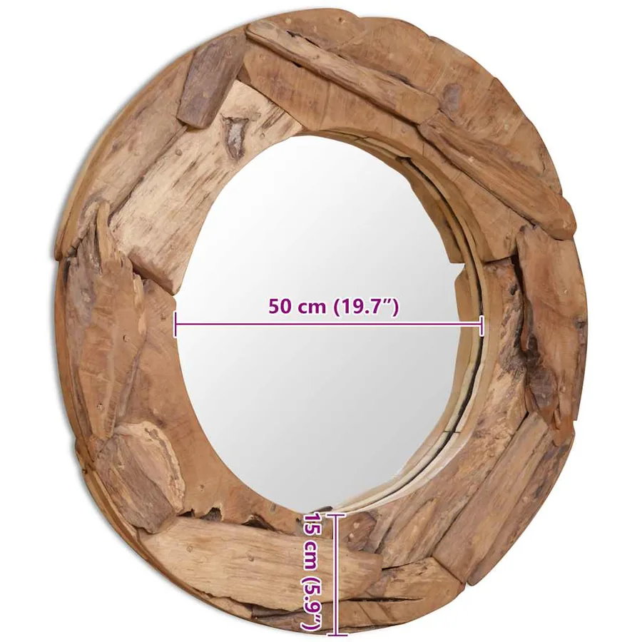 Miroir décoratif Teck 80 cm Rond - 10