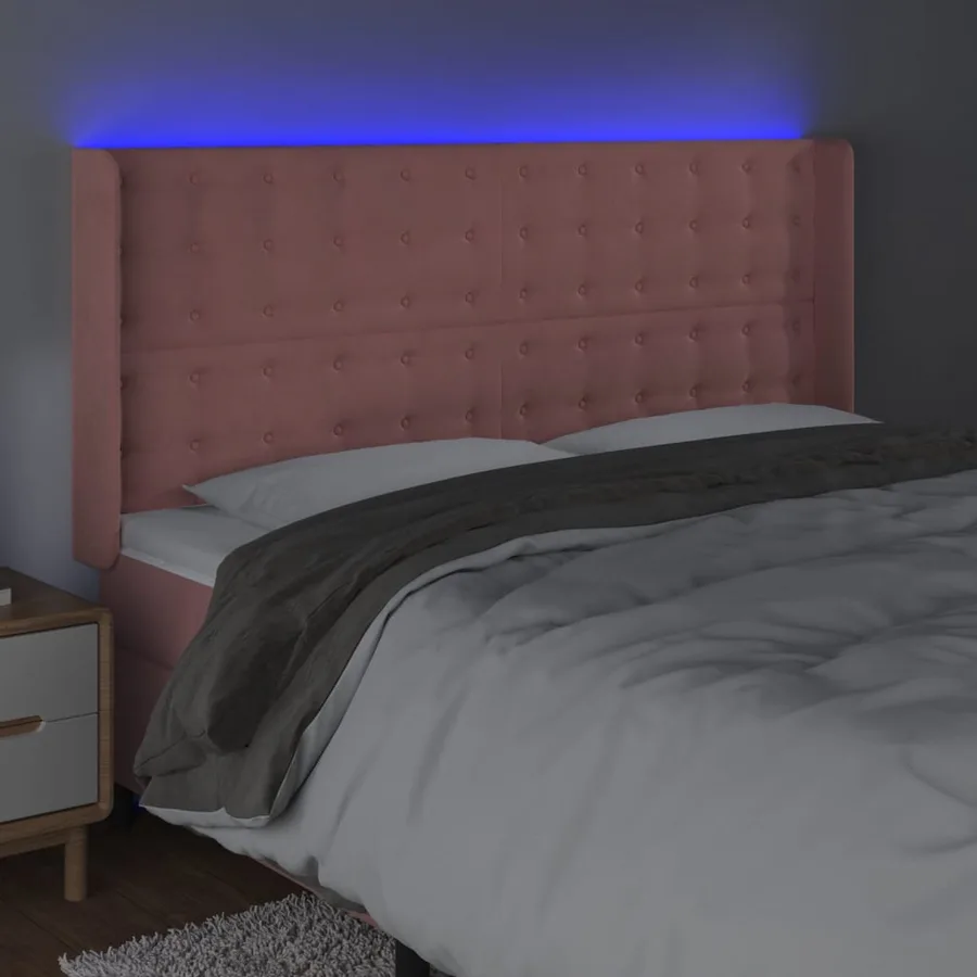 Tête de lit à LED Rose 203x16x118/128 cm Velours - 4