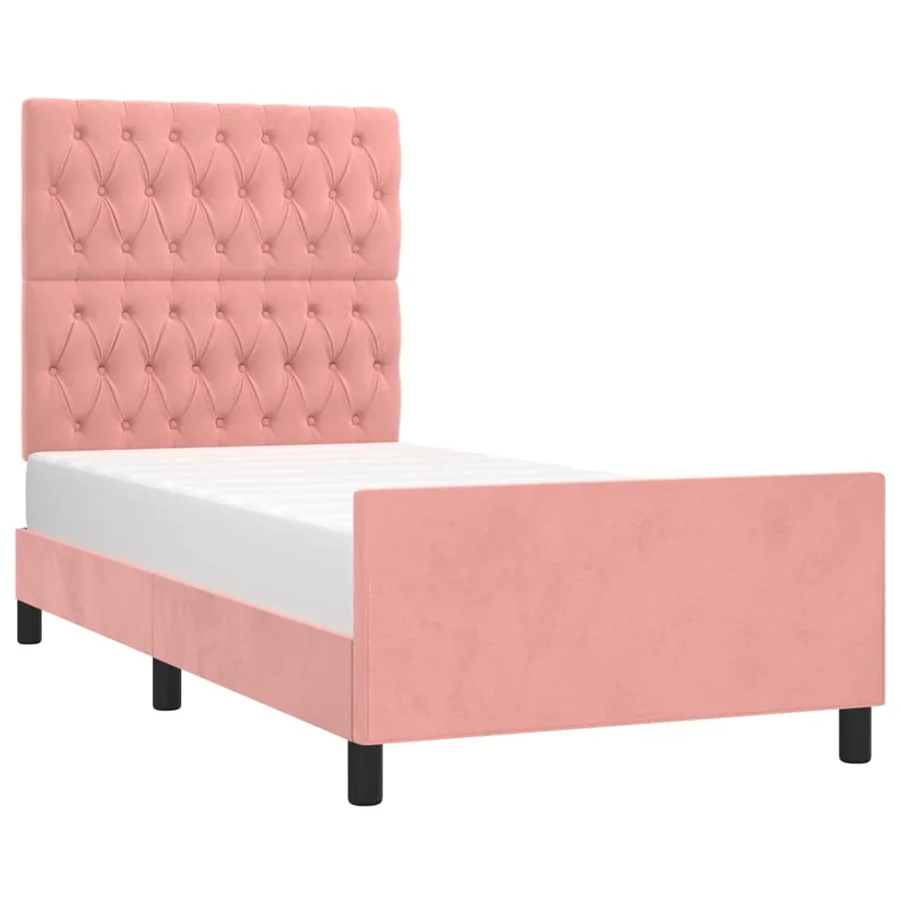 Cadre de lit sans matelas rose 90x190 cm velours - 3