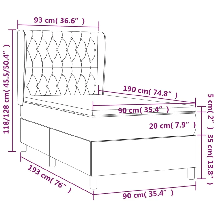 Sommier à lattes de lit avec matelas Rose 90x190 cm Velours - 7