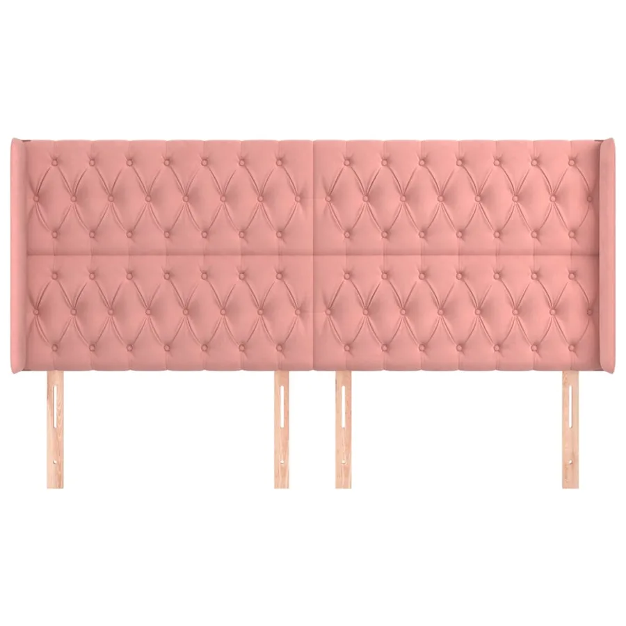 Tête de lit avec oreilles Rose 183x16x118/128 cm Velours - 3
