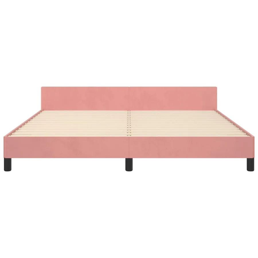 Cadre de lit sans matelas rose velours - 6