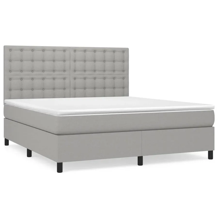 Sommier à lattes de lit avec matelas Gris clair 180x200cm Tissu - 2
