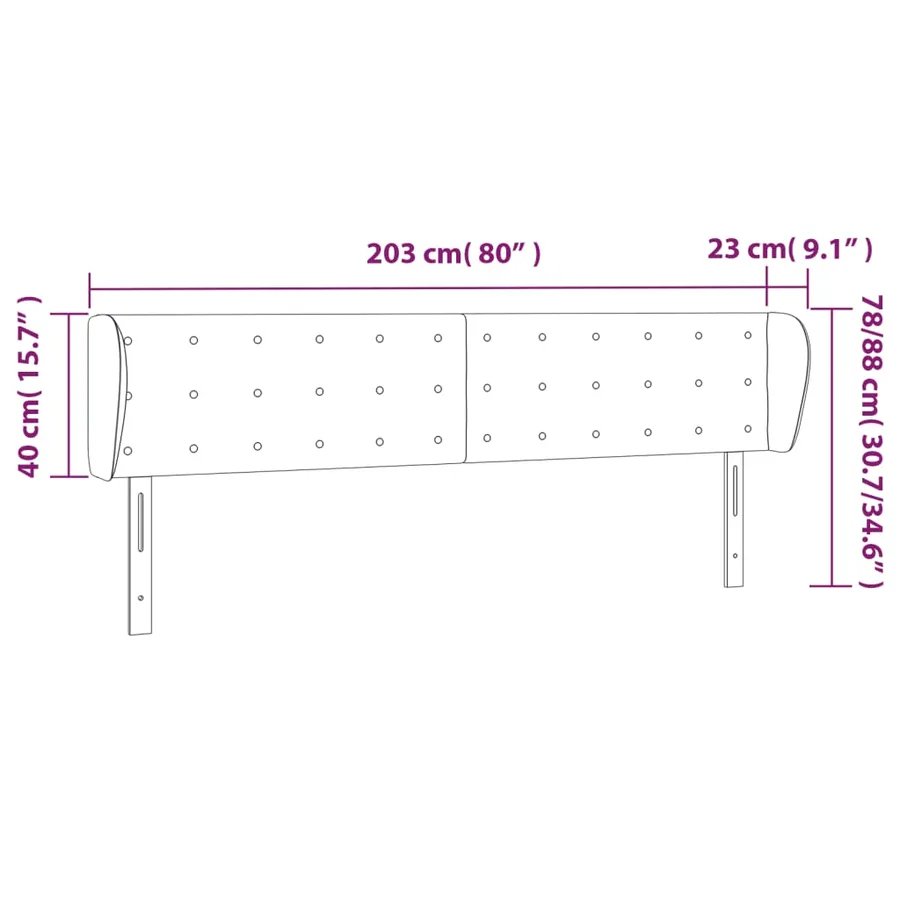 Tête de lit avec oreilles Rose 203x23x78/88 cm Velours - 9