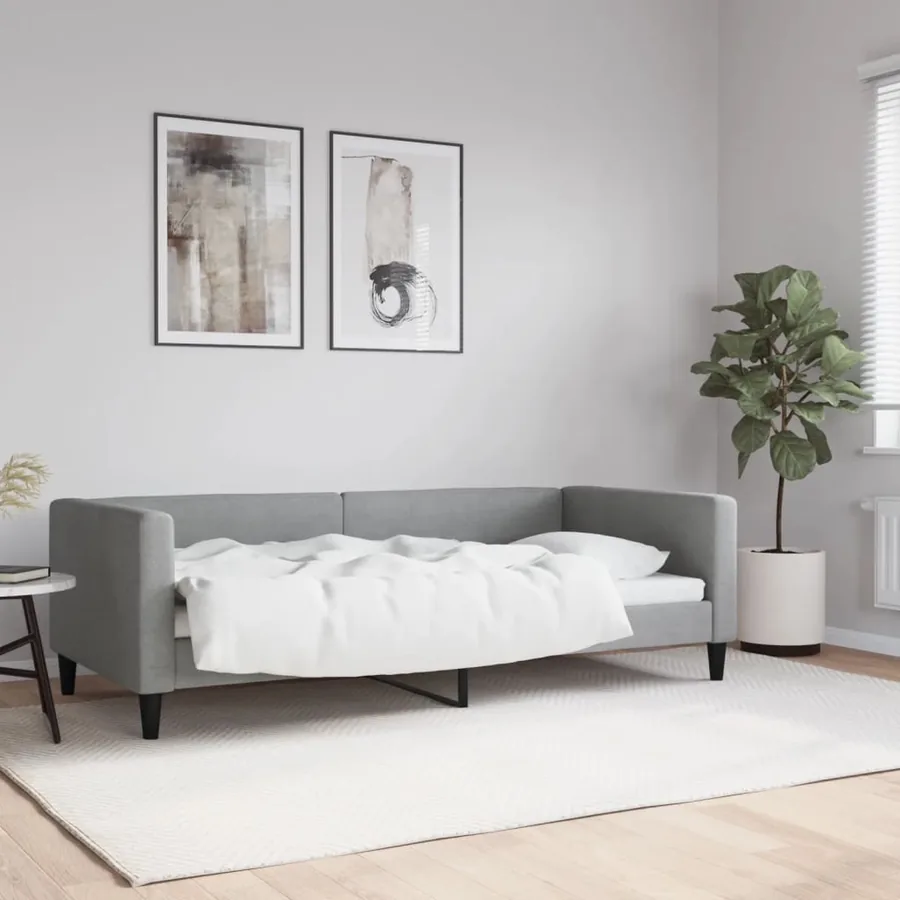 Lit de repos sans matelas gris clair 90x190 cm tissu