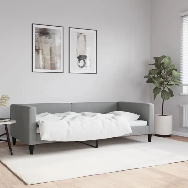 Lit de repos sans matelas gris clair 90x190 cm tissu