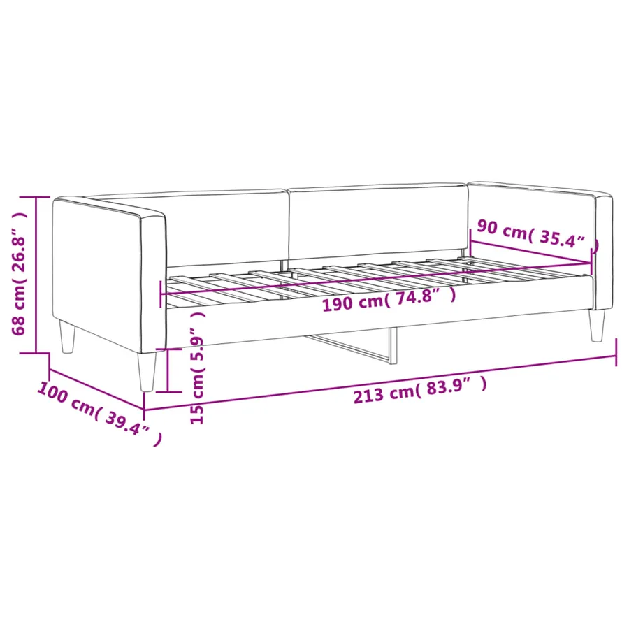 Lit de repos sans matelas gris clair 90x190 cm tissu - 8
