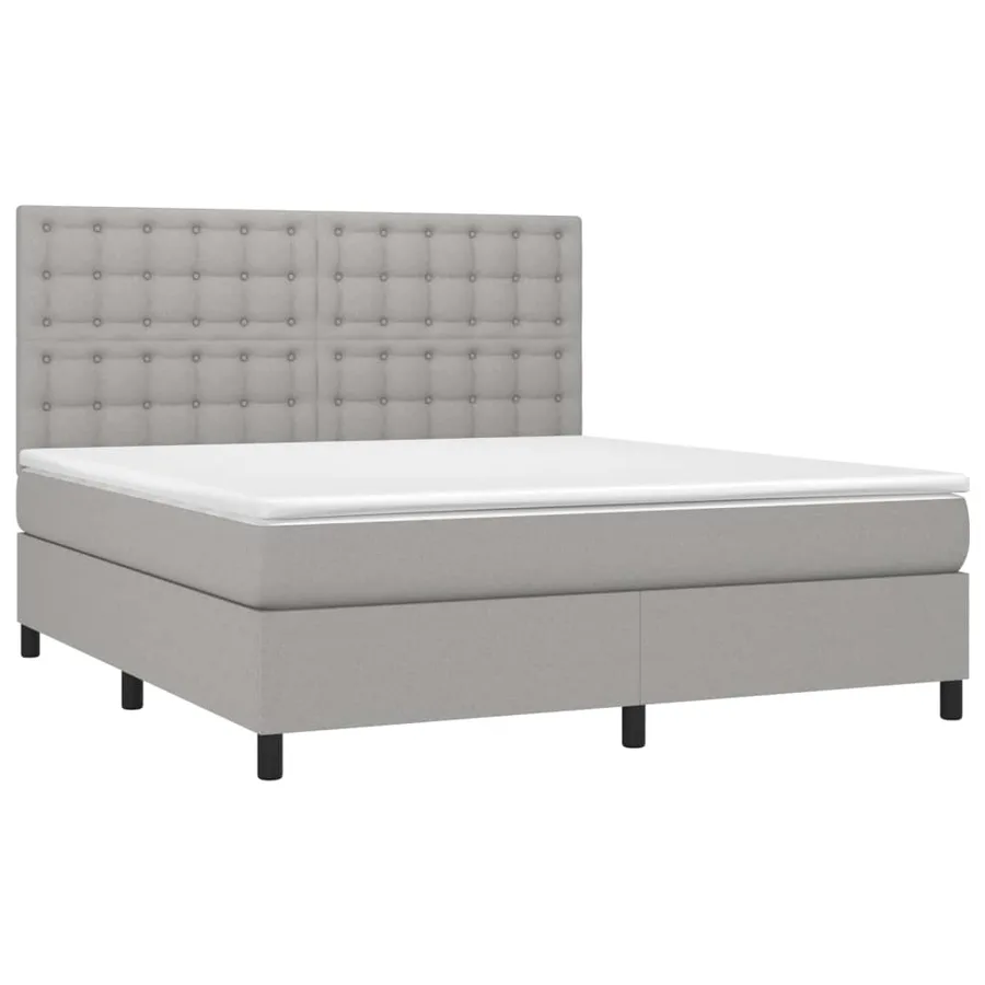 Sommier à lattes de lit et matelas et LED Gris clair 180x200 cm - 3