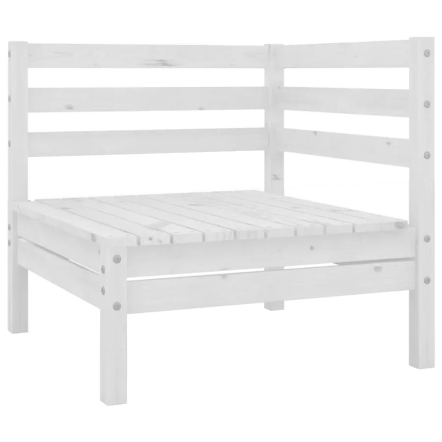 Salon de jardin 7 pcs Blanc Bois de pin massif - 5