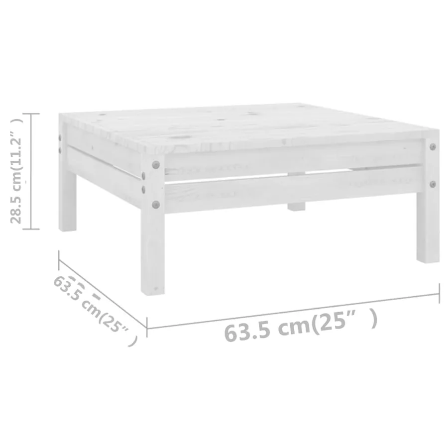 Salon de jardin 7 pcs Blanc Bois de pin massif - 6