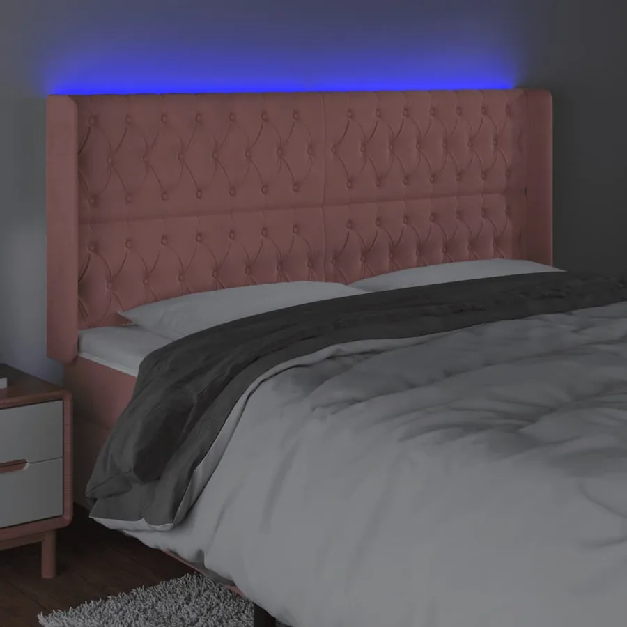 Tête de lit à LED Rose 183x16x118/128 cm Velours - 4