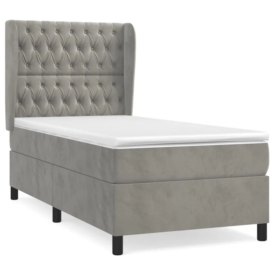 Sommier à lattes de lit et matelas Gris clair 90x190 cm Velours - 2