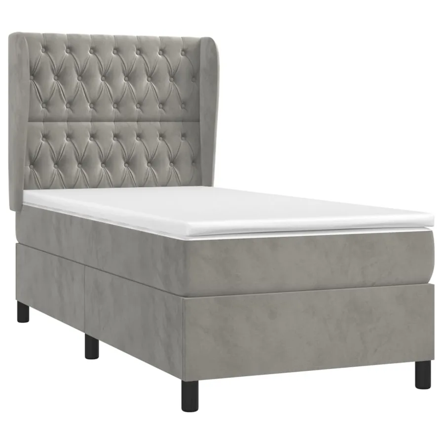 Sommier à lattes de lit et matelas Gris clair 90x190 cm Velours - 3