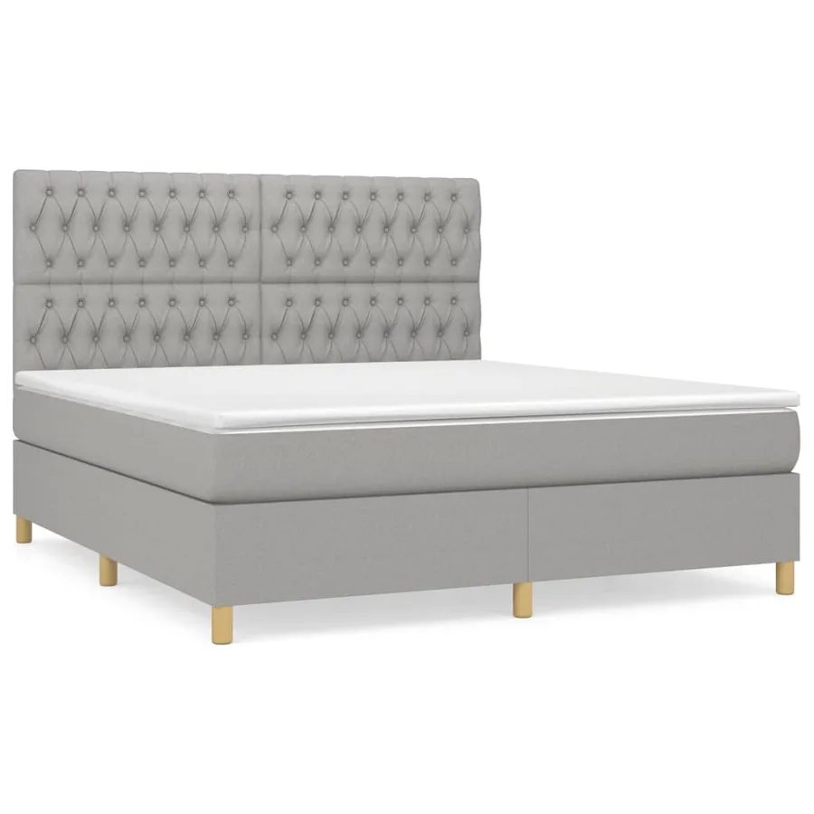 Sommier à lattes de lit avec matelas Gris clair 180x200cm Tissu - 2