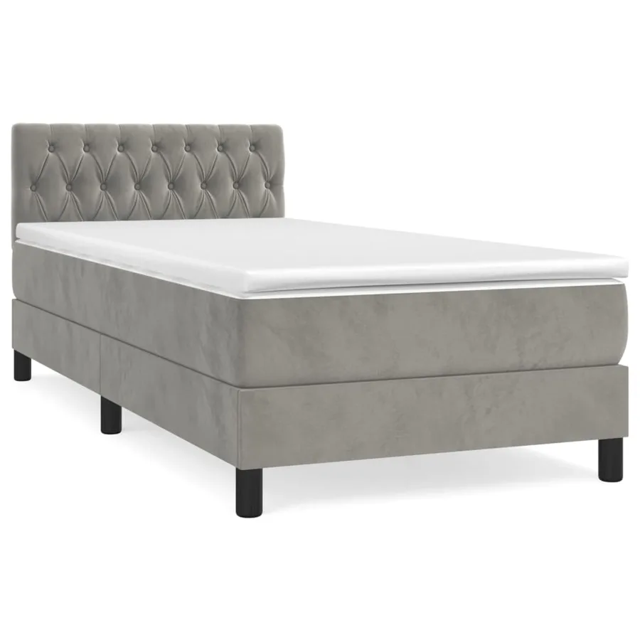 Sommier à lattes de lit et matelas Gris clair 90x190 cm Velours - 2