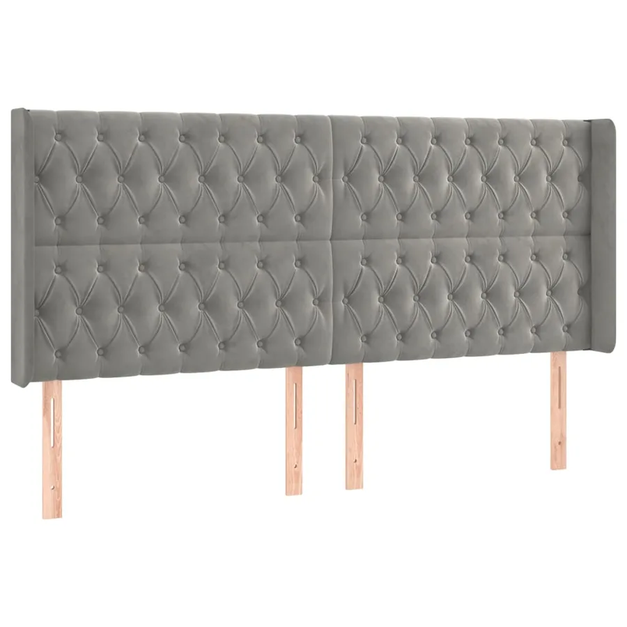 Tête de lit avec oreilles Gris clair 183x16x118/128 cm Velours - 2