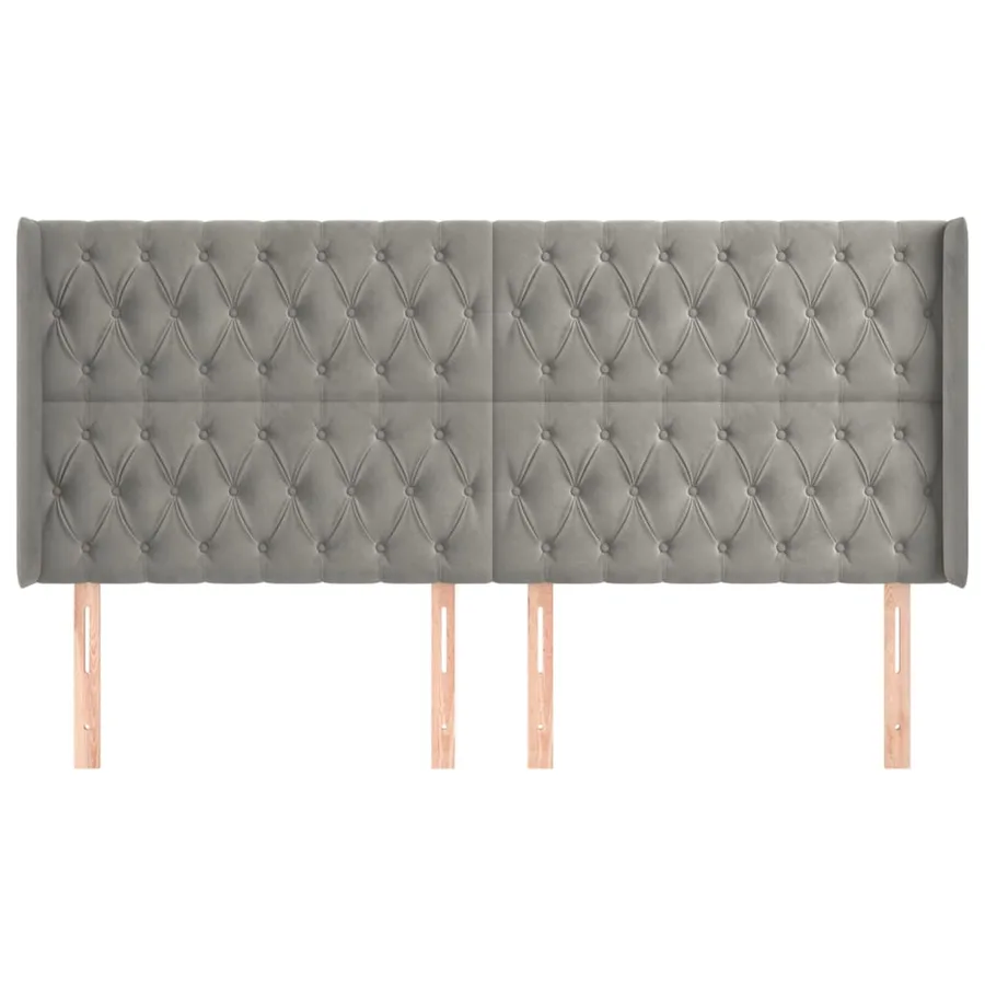 Tête de lit avec oreilles Gris clair 183x16x118/128 cm Velours - 3
