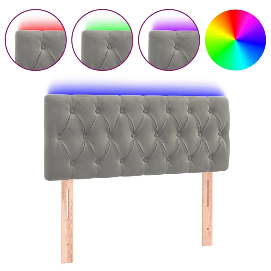 Tête de lit à LED Gris clair 90x7x78/88 cm Velours - 2