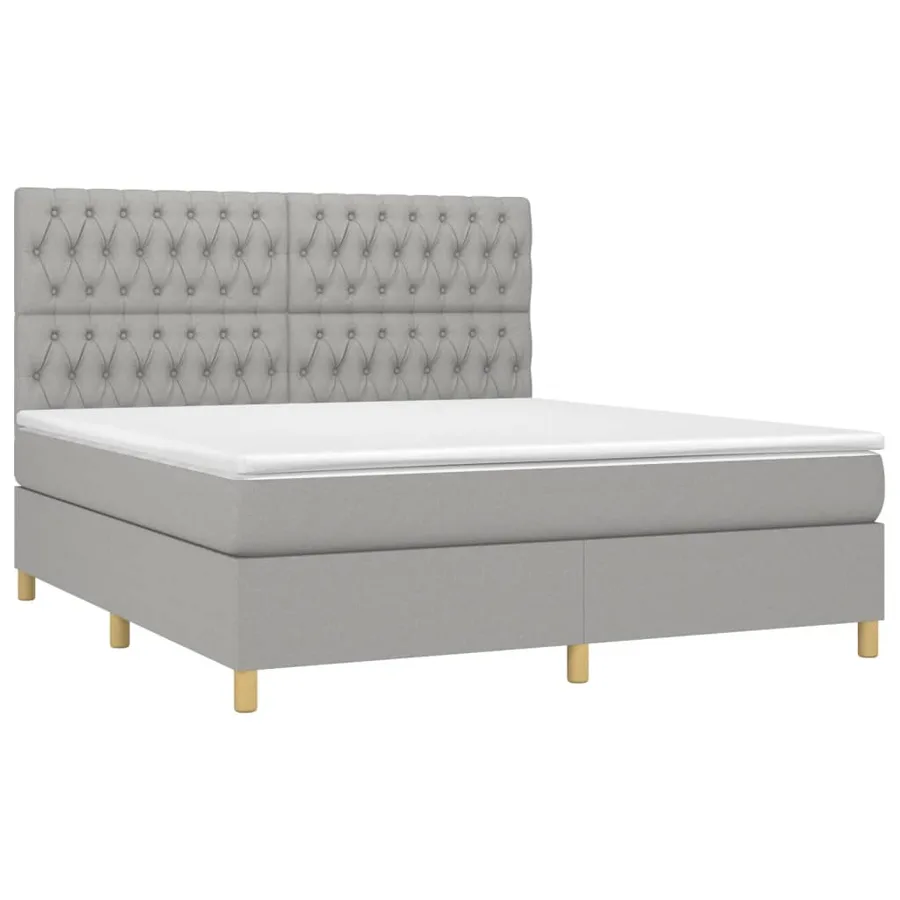 Sommier à lattes de lit et matelas et LED Gris clair 180x200 cm - 3