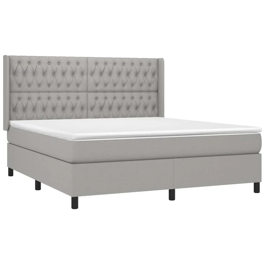 Sommier à lattes de lit avec matelas Gris clair 180x200cm Tissu - 3