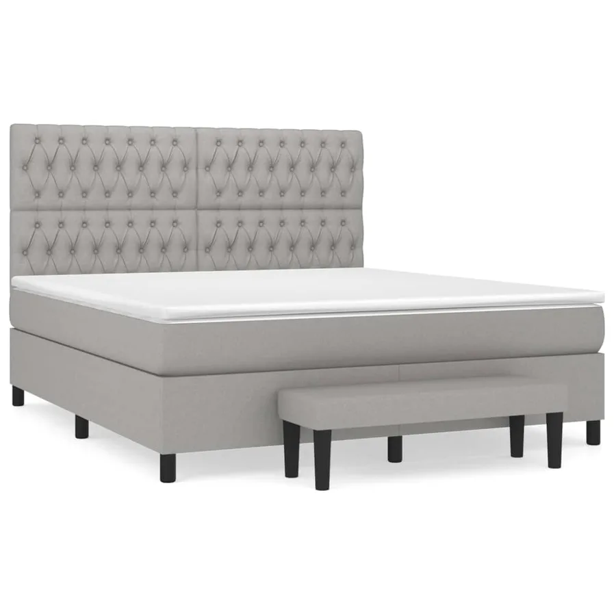 Sommier à lattes de lit avec matelas Gris clair 180x200cm Tissu - 2