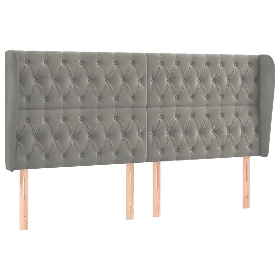 Tête de lit avec oreilles Gris clair 183x23x118/128 cm Velours - 2