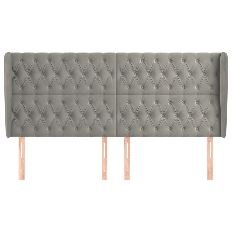 Tête de lit avec oreilles Gris clair 183x23x118/128 cm Velours - 3