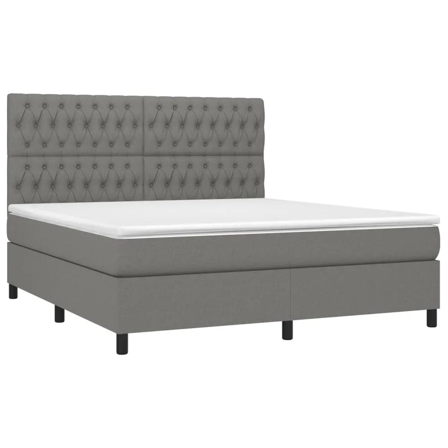 Sommier à lattes de lit et matelas et LED Gris foncé 180x200 cm - 3