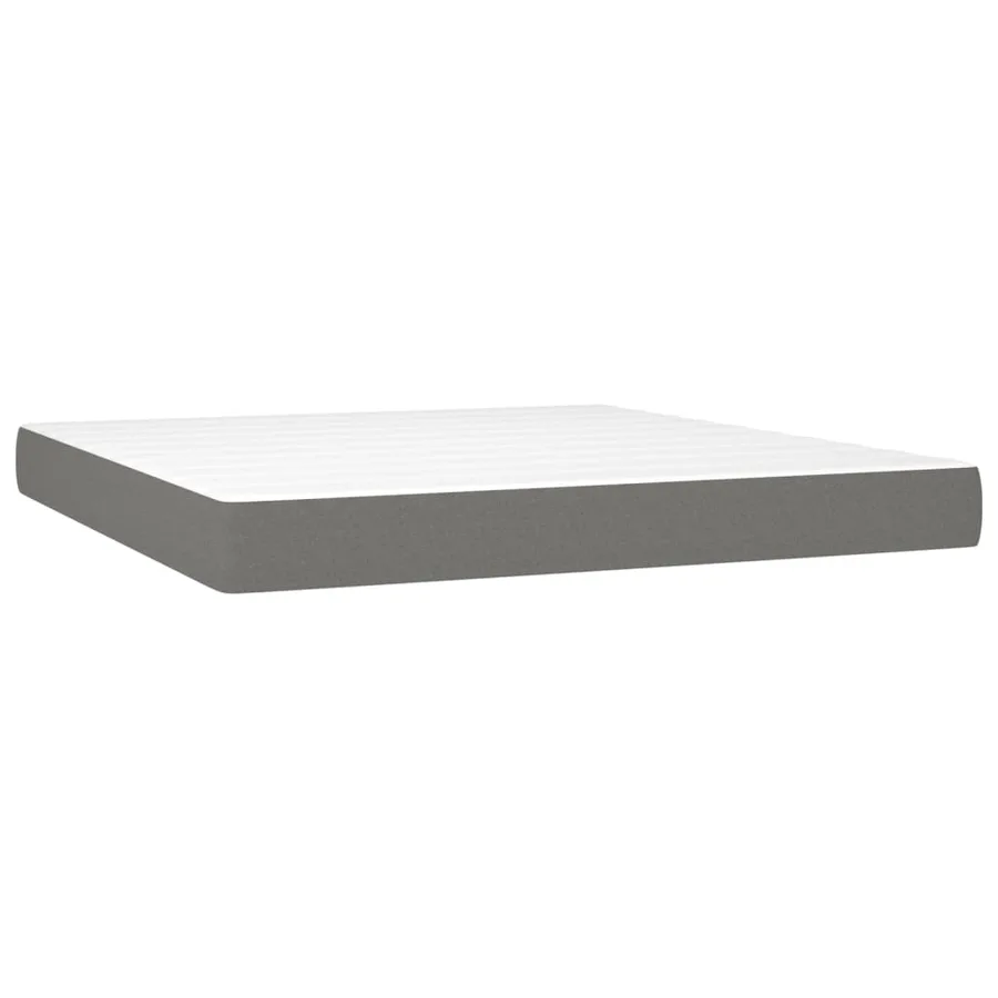 Sommier à lattes de lit et matelas et LED Gris foncé 180x200 cm - 6