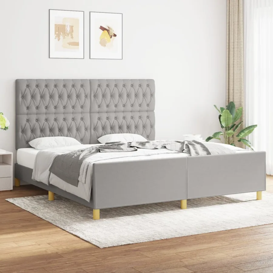 Cadre de lit sans matelas gris clair 180x200 cm tissu