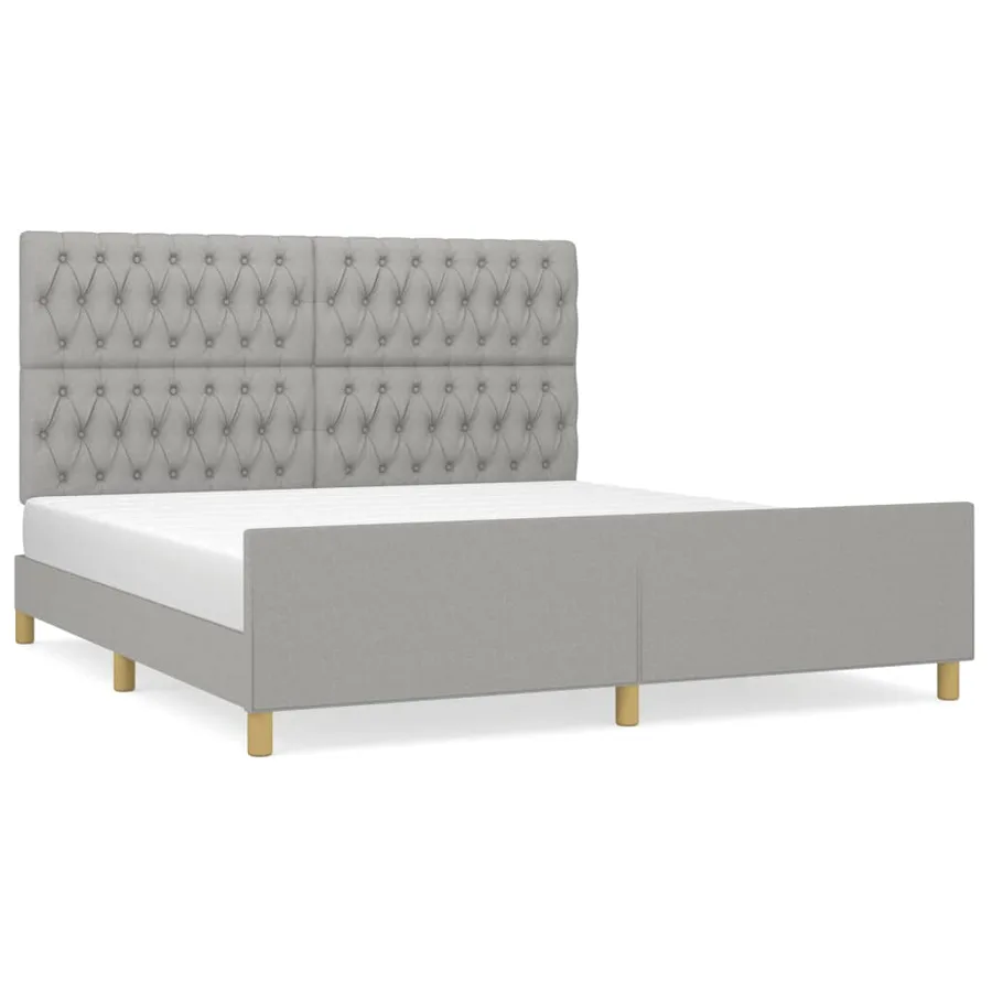 Cadre de lit sans matelas gris clair 180x200 cm tissu - 2