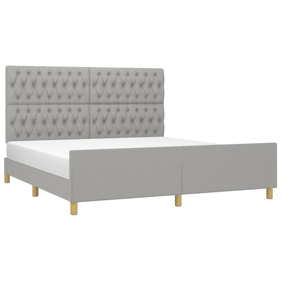Cadre de lit sans matelas gris clair 180x200 cm tissu - 3