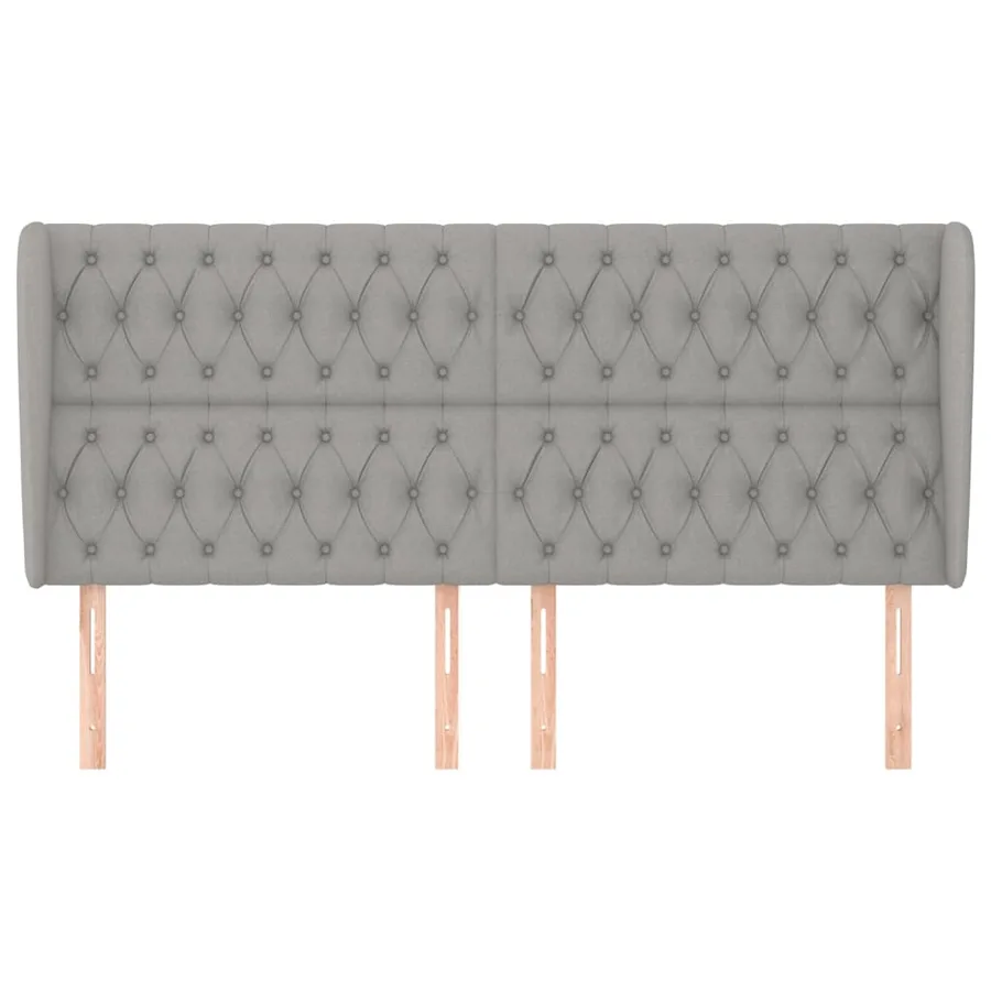 Tête de lit avec oreilles Gris clair 183x23x118/128 cm Tissu - 3