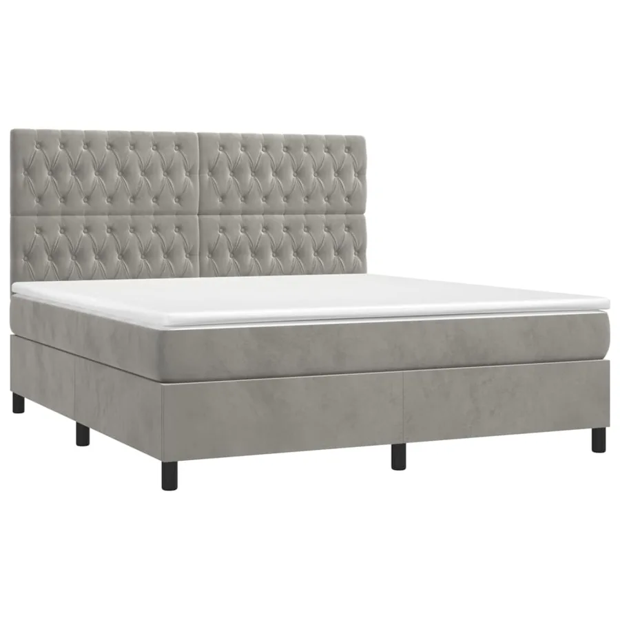 Sommier à lattes de lit matelas et LED Gris clair 180x200 cm - 3