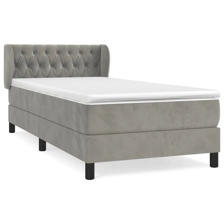 Sommier à lattes de lit et matelas Gris clair 90x200 cm Velours - 2