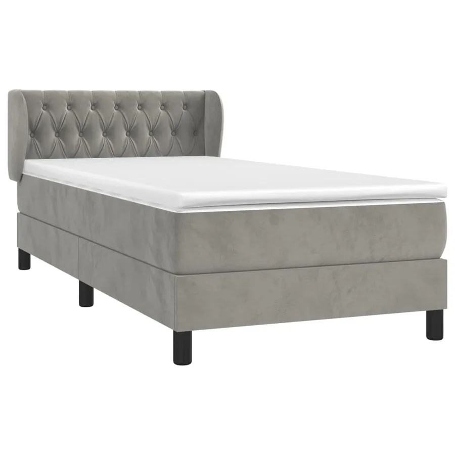 Sommier à lattes de lit et matelas Gris clair 90x200 cm Velours - 3