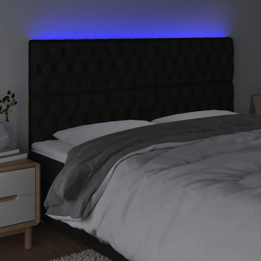 Tête de lit à LED Noir 200x7x118/128 cm Tissu - 3