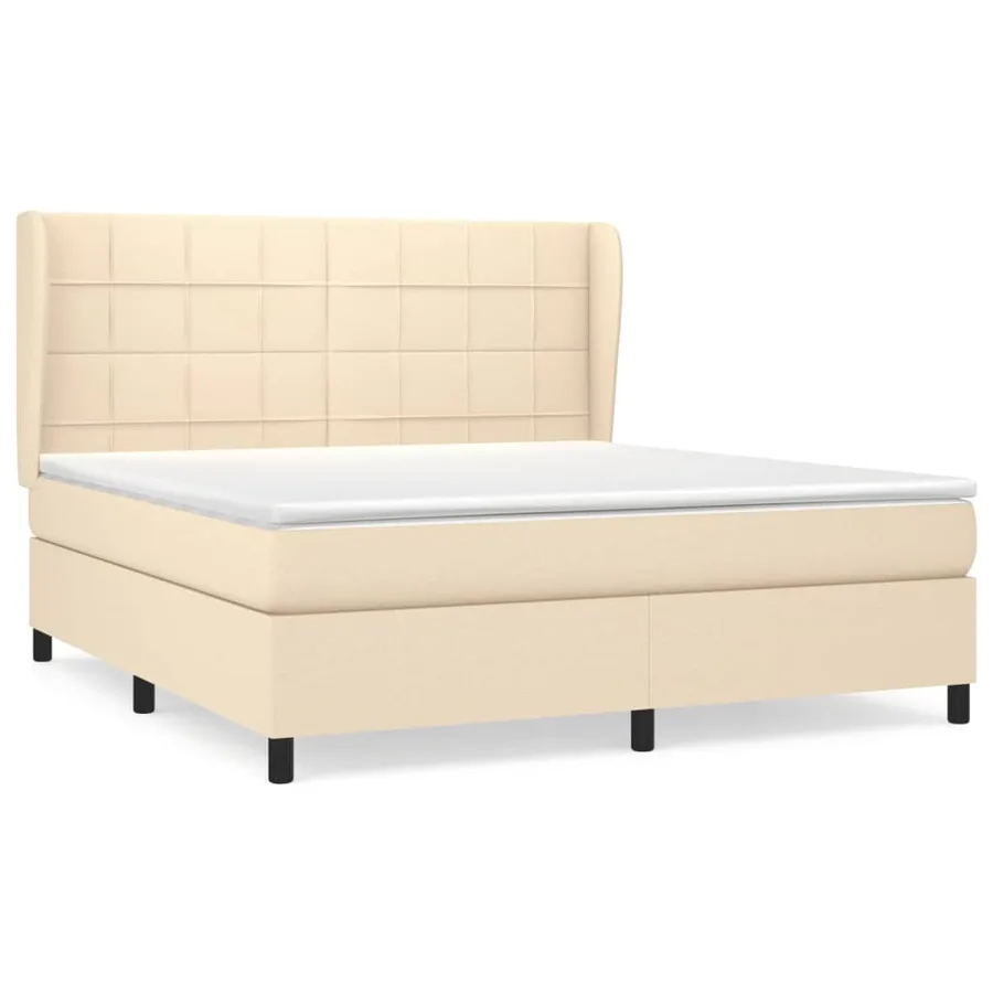 Sommier à lattes de lit avec matelas Crème 160x200 cm Tissu - 2