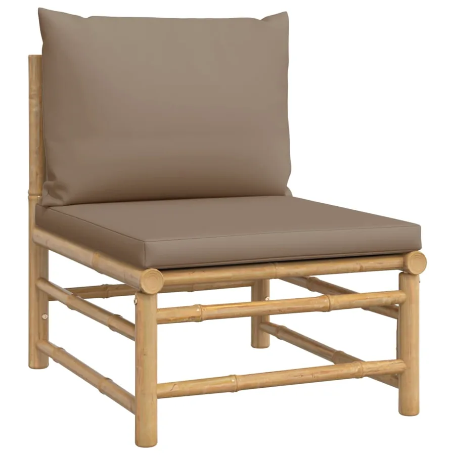 Salon de jardin 12 pcs avec coussins taupe bambou - 5